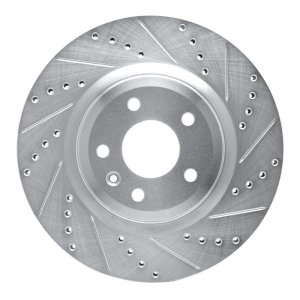 Ford Flex Brake Rotor (1) - Front Right - R1 Concepts - Drilled & Slotted - Silver - `11-`19